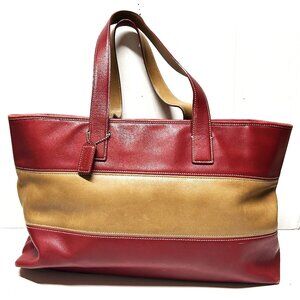 COACH red and tan colorblock tote Bag No J3S-5122